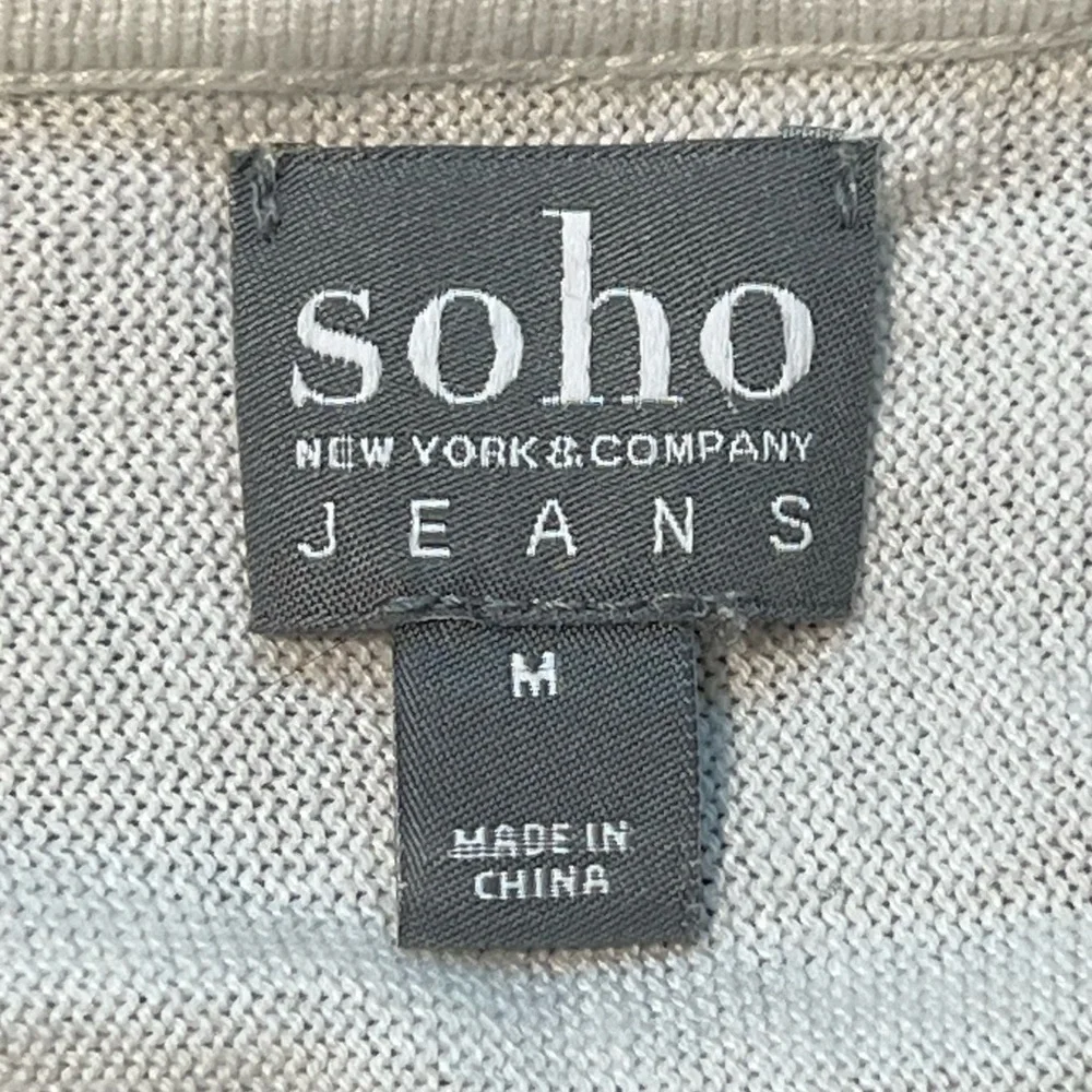 Soho New York & Company Colorblock Knit Sweater White Tan Black Medium‎